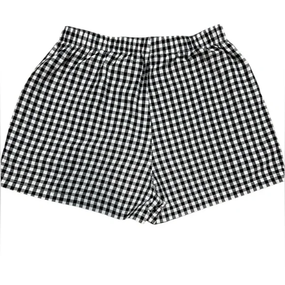 ANRABESS Women's Gingham Check Shorts Plaid Sleep & Lounge Black and White - Picture 3 of 16